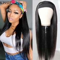 kissu 28 inch long hair wig bone straight human hair wig brazilian headband wig human hair wigs for women no glue scarf wig