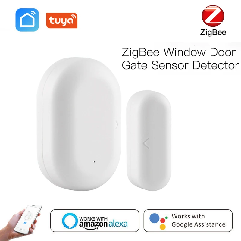 

Tuya Smart ZigBee Window Door Sensor Gate Detector Security Alarm System Smart Life App Work With Zigbee Hub Alexa Google Home