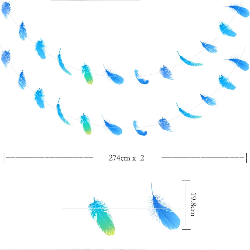 Комплект из 2 предметов чистого белого цвета Пластиковые перья строку цепи