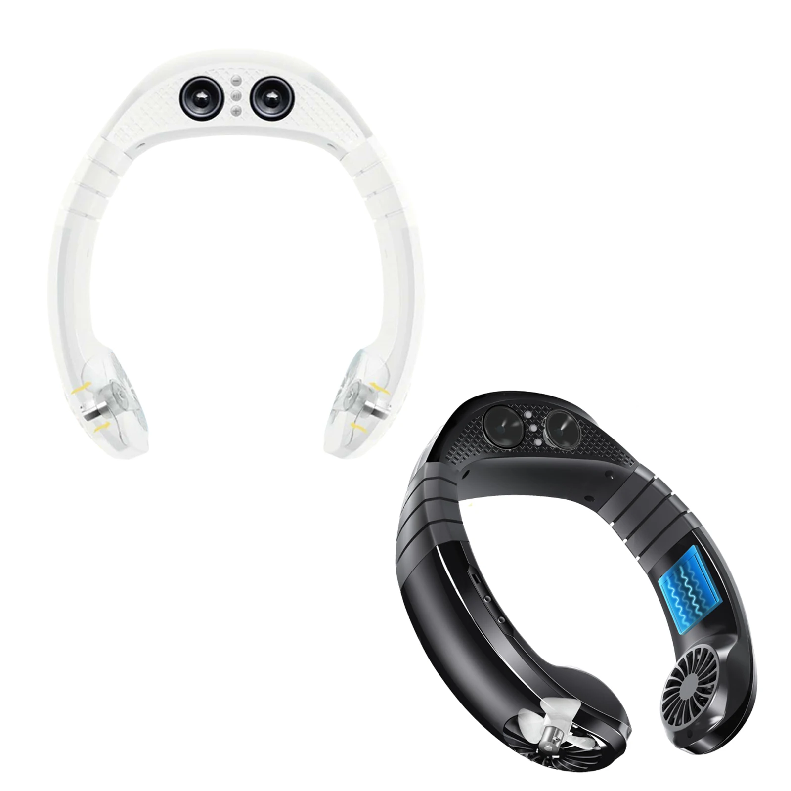 Портативный ленивый вентилятор для висячей шеи с беспроводным Bluetooth аудио, низким уровнем шума и динамиком, позволяющим использовать руки при беге на открытом воздухе.