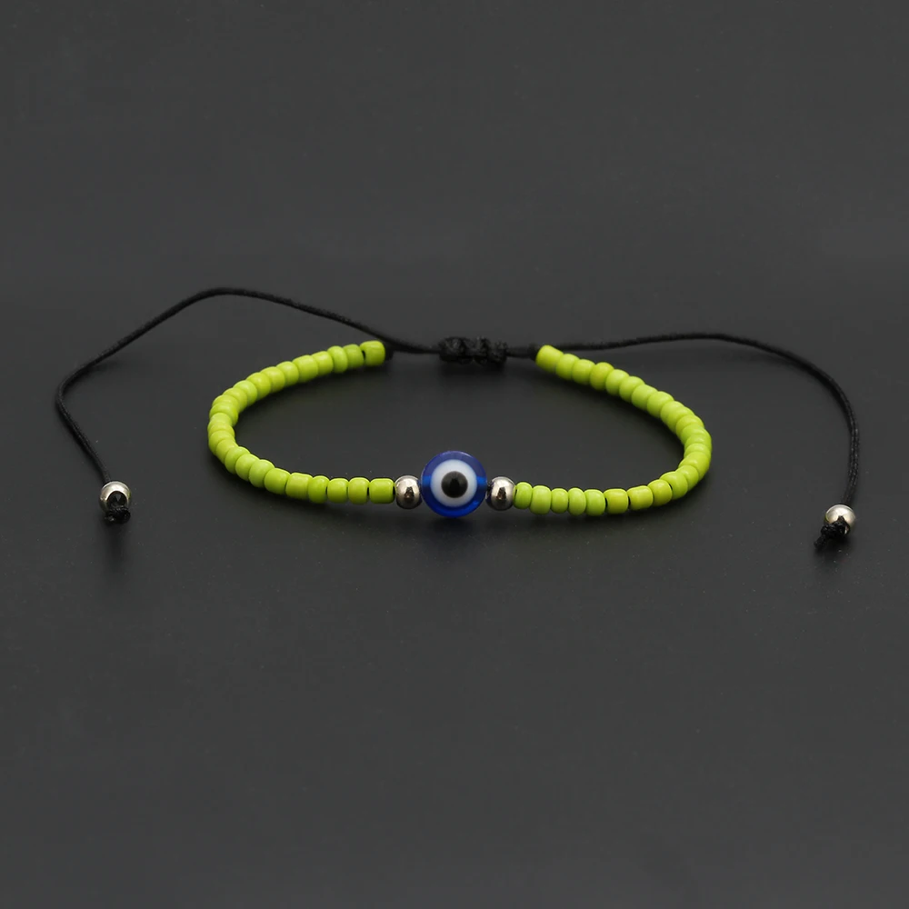 Lucky Eye Miyuki Bead синий браслет evil Eye Плетеный Браслет-цепочка Strand браслет регулируемые ювелирные изделия для женщин и мужчин EY6483
