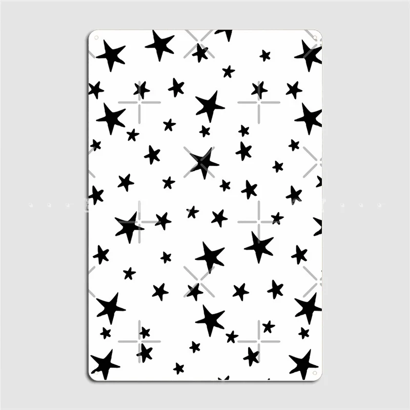 Звёзды черный на белом металлическом плакате постер для клувечерние кинотеатра |