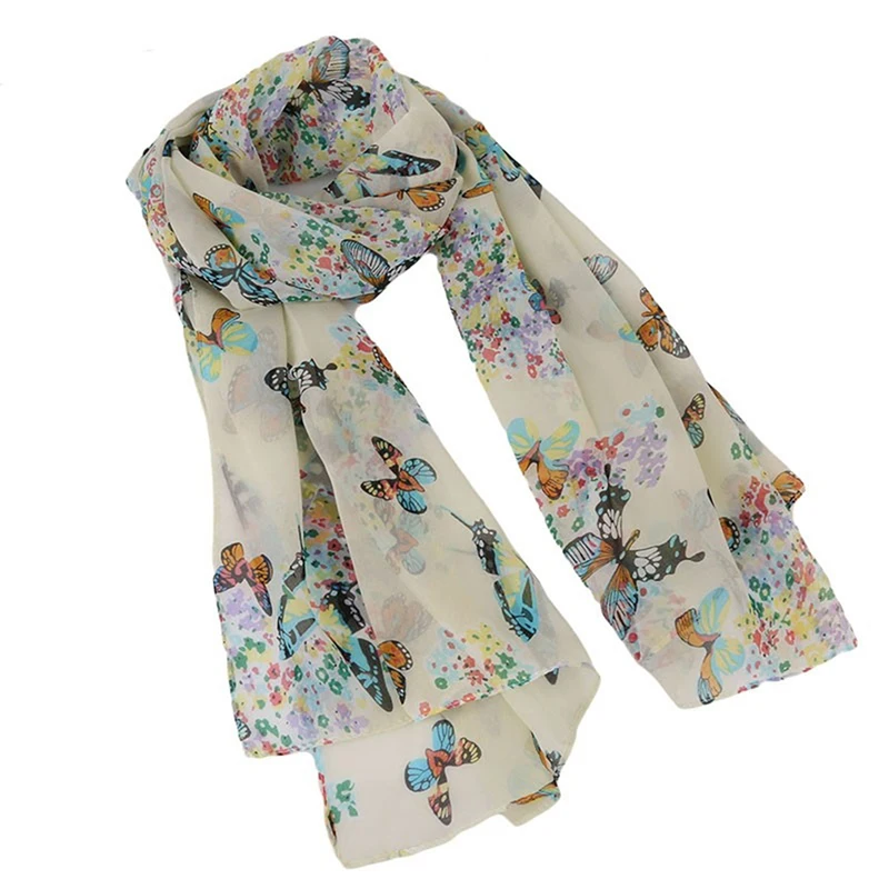 

Scarves For Women Fashion 2020 Digital Printing Chiffon Scarf For Ladies Summer Thin Butterfly Vintage Wild Soft Shawls Scarf