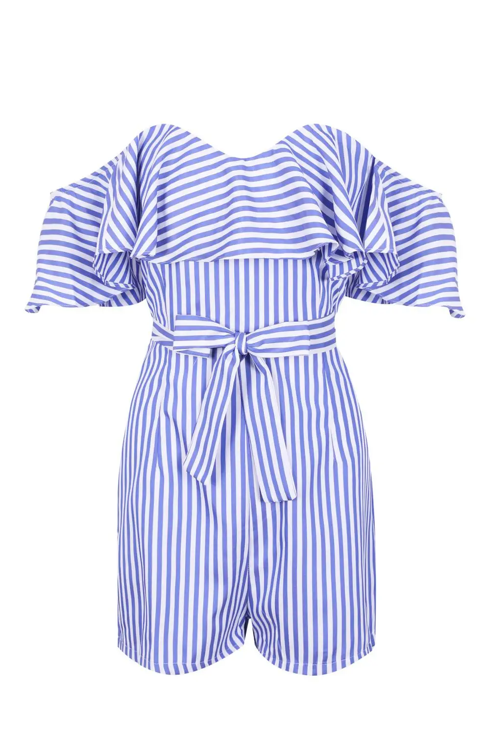 Женский пляжный комбинезон с открытыми плечами короткий V-образным вырезом и