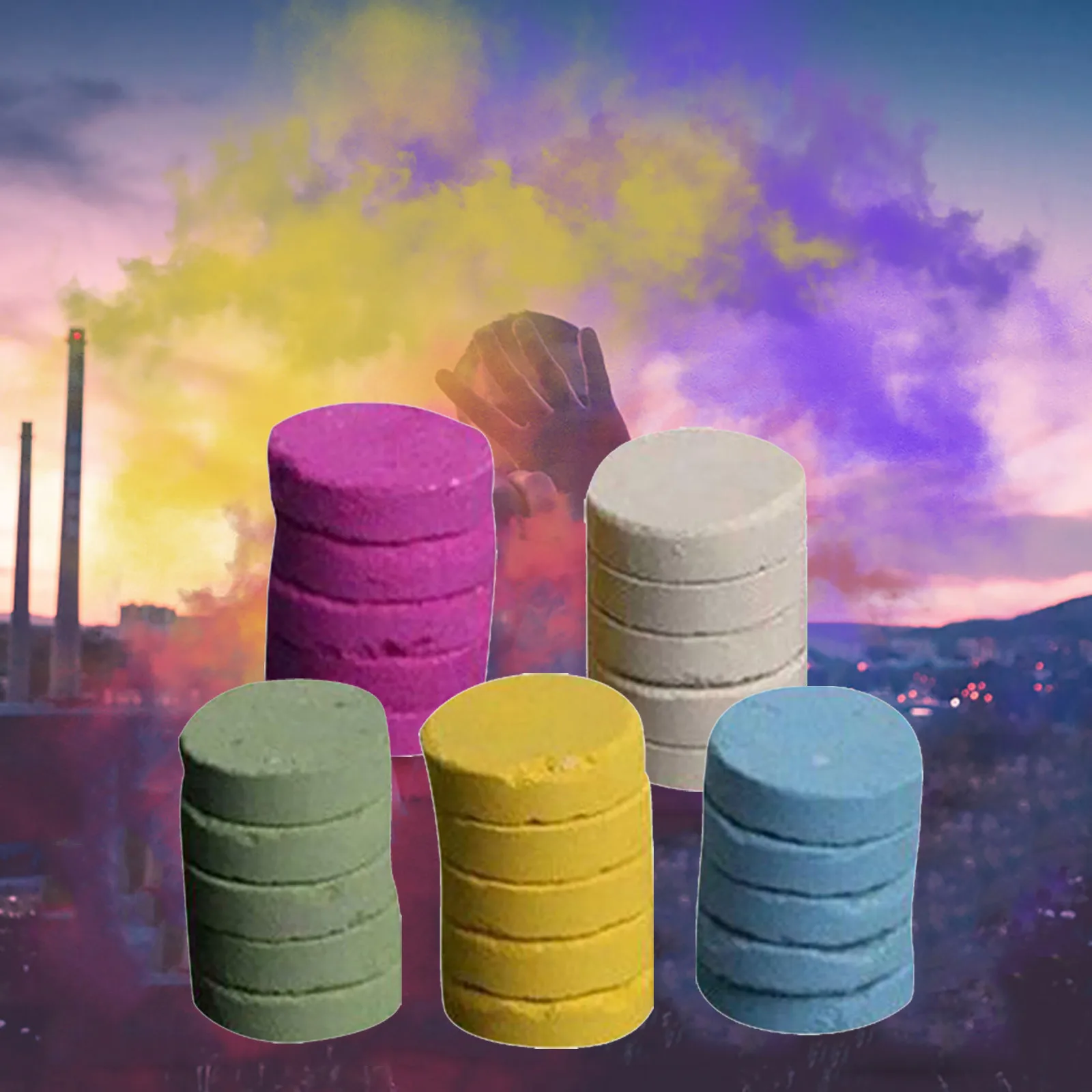 Красочные дымовые таблетки для сжигания смога эффект торта дымовая бомба