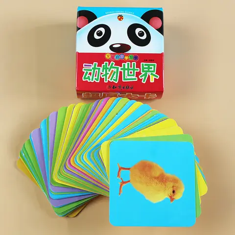 Детские развивающие Игрушки для раннего развития когнитивные карточки животные лев тигр панда 3d карты Монтессори материалы английские игры