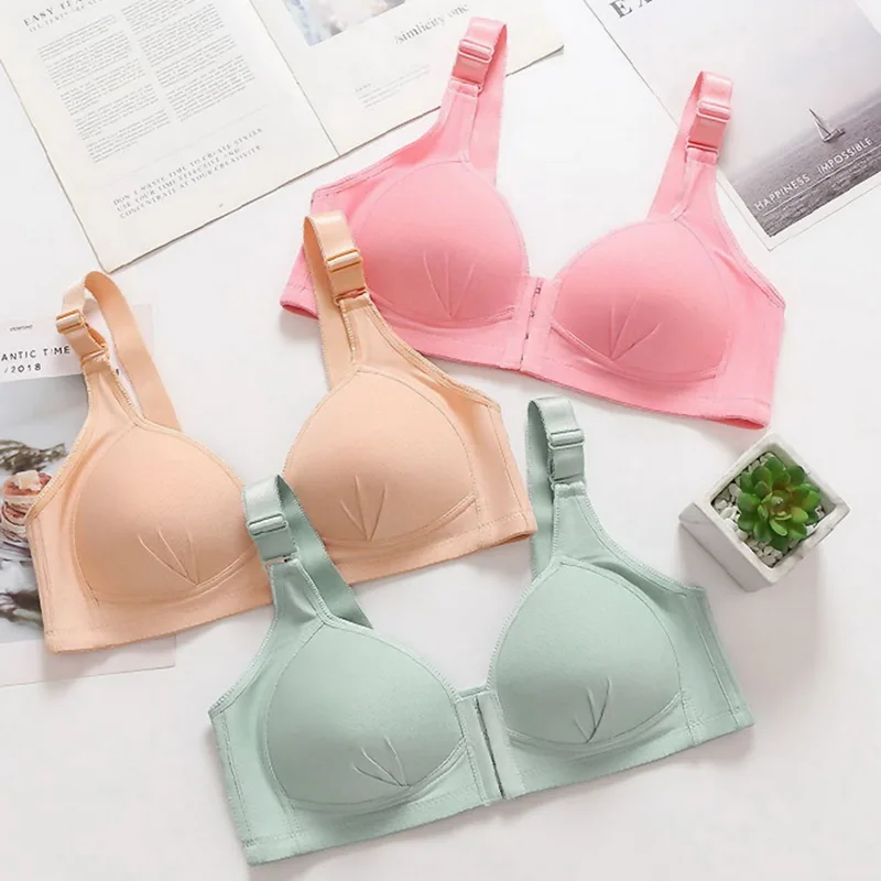 

2021 New Front Buckle Thin Sexy Lingeries Women Bras Plus Size Breathable Vest Front Fastener Women's Underwear
