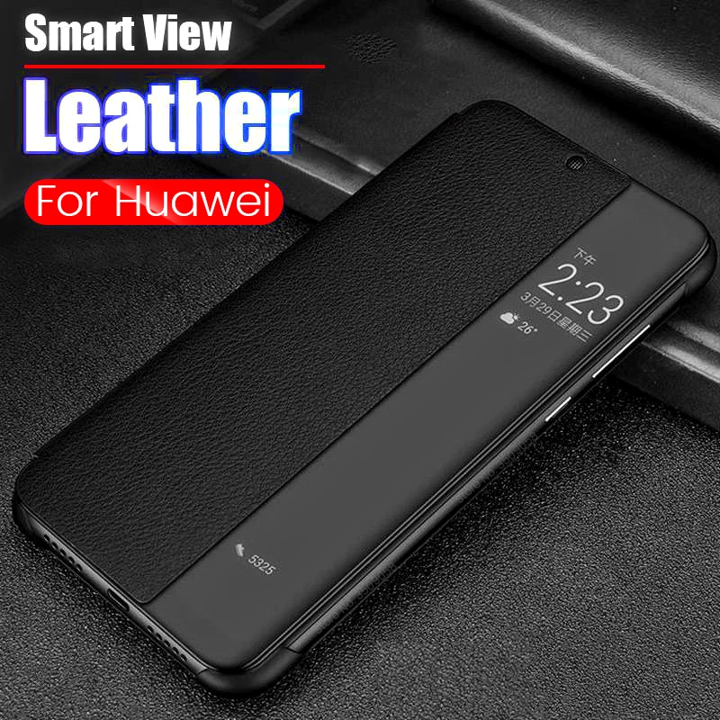 Зеркальный чехол для телефона из искусственной кожи huawei p20 p30 pro защитный флип hauwei