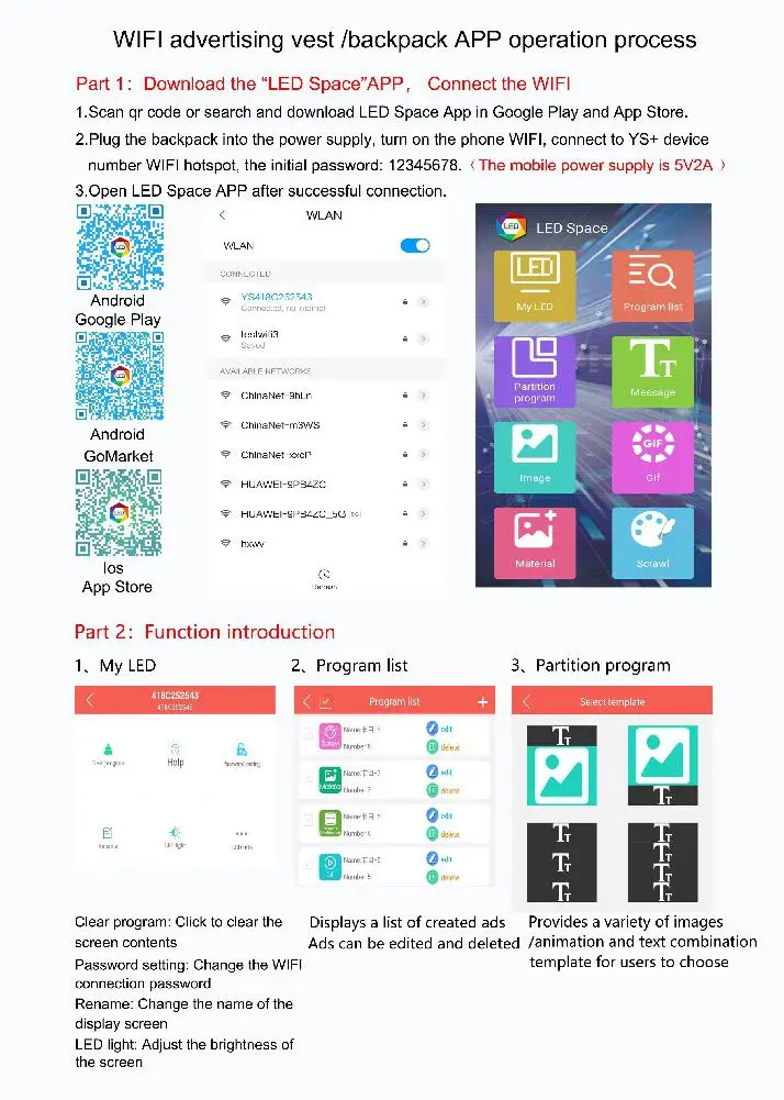 AKDSteel WiFi LED Screen Advertising Backpack Waterproof DIY Dynamic City for Walking | Lights
