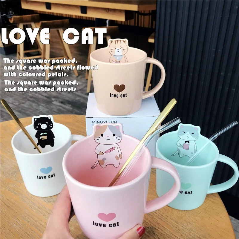 Керамическая кофейная чашка и кружки с крышкой ложкой термостойкая кружка для