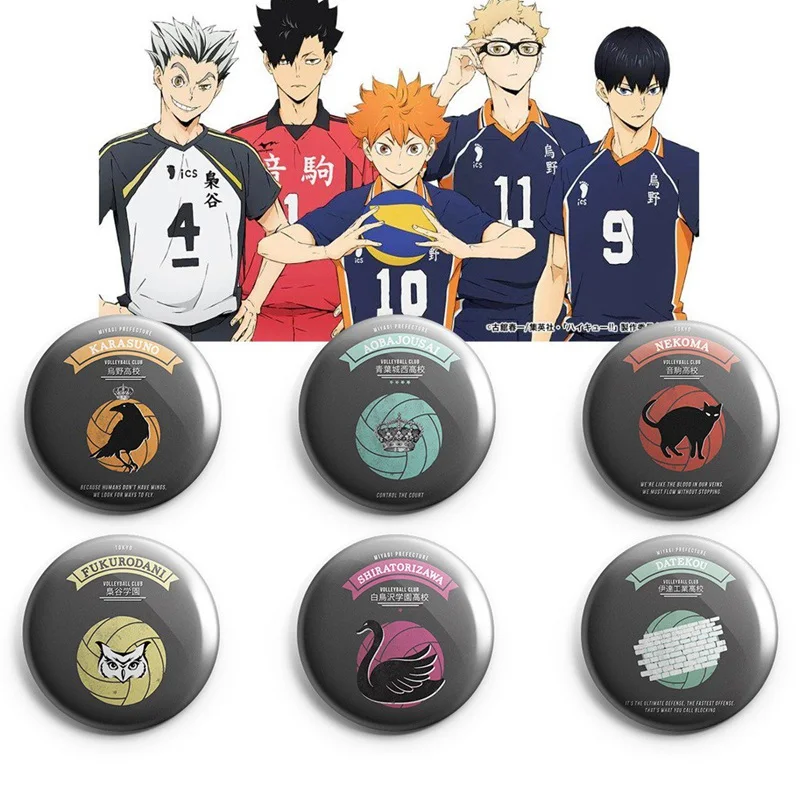 6 шт./компл. Аниме Haikyuu! Брошь булавка для костюмированной вечерние коллекция