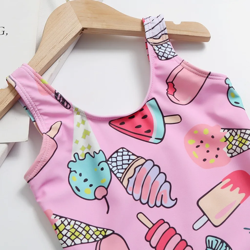 Купальник для девочек с принтом фруктов цельный летний купальный костюм