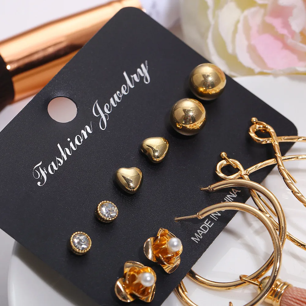 6 пар модных золотых бриллиантов для женщин бриллиантовый набор женские