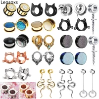 leosoxs 1 pair stainelss steel ear plugs and tunnels dangle ear piercing ear expander 6 25mm body piercing fashion jewelry