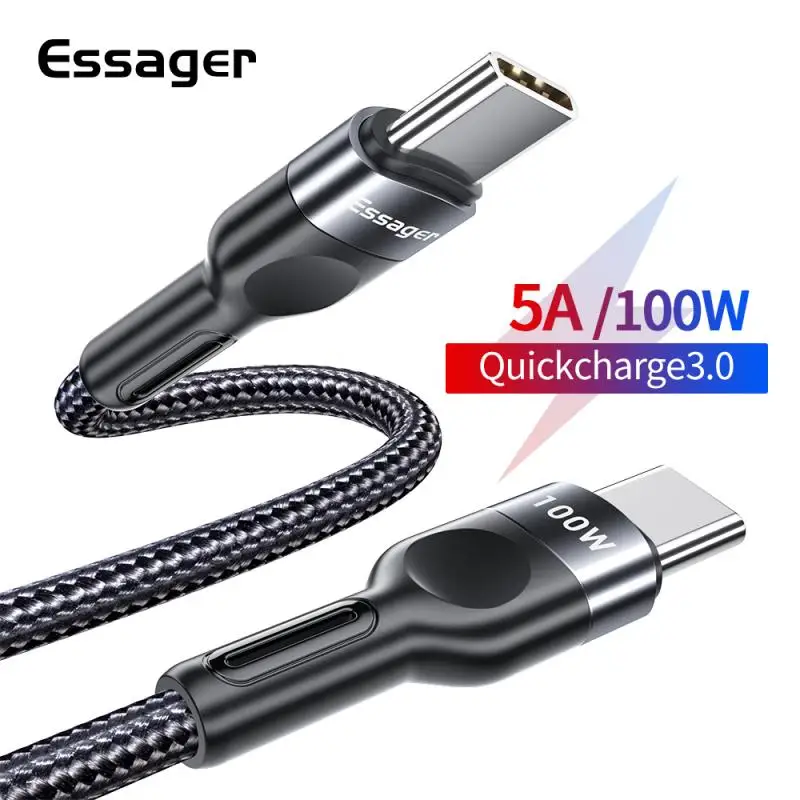 Кабель Essager PD 60 Вт 100 USB C на Type-C QC4.0 3 0 кабель для быстрой зарядки и передачи данных