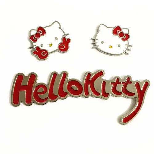 TAKARA TOMY Car Metal Sticker Hello Kitty 3D Stereo Car Sticker Cute KT Cat Car Sticker Personalized Scratch Cover Sticker 