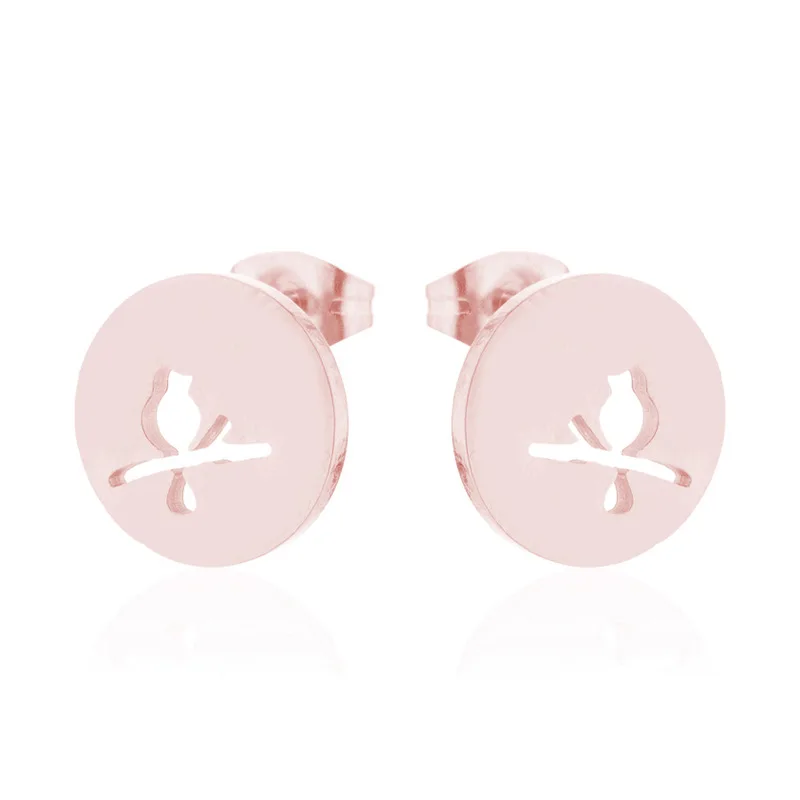 Модная серьга классические полые Винтажные серьги-гвоздики с птицами на ветке