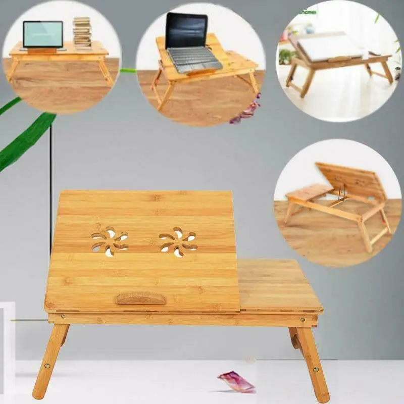 

Прочный складной портативный Бамбуковый стол для ноутбука, стол, сервировочный поднос с выдвижным ящиком