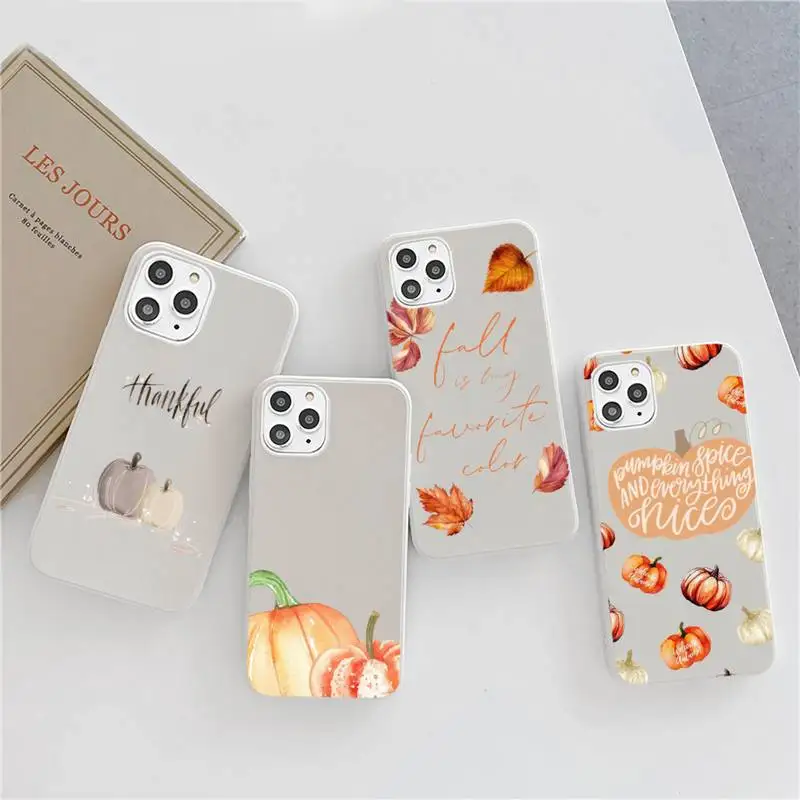 

autumn happy pumpkins Phone Case Candy Color for iPhone 6 6S 7 8 11 12 XS X SE 2020 XR mini pro Plus MAX mobile bags shell