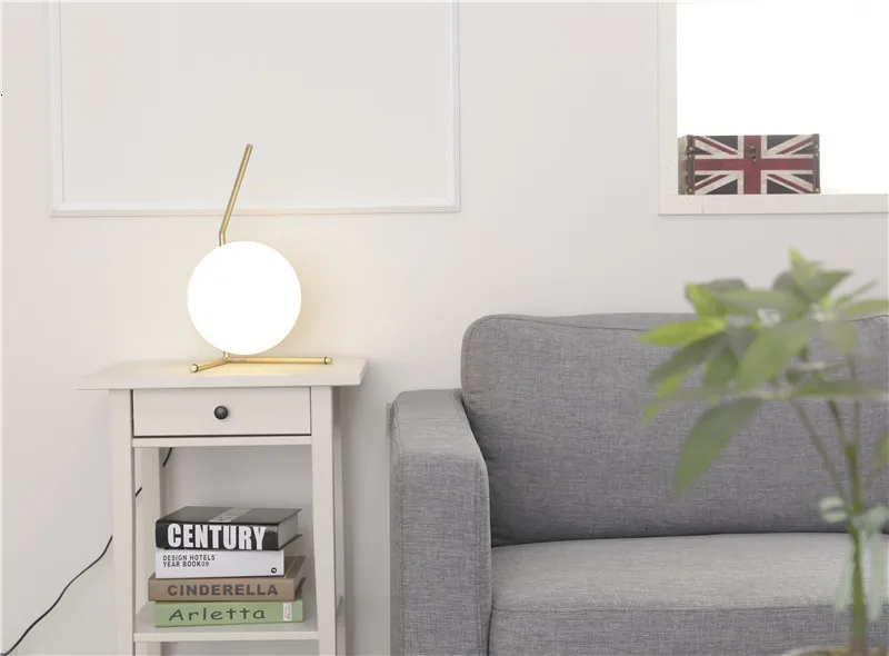 Современный Стекло мяч для чтения светильник металлическая настольная лампа на