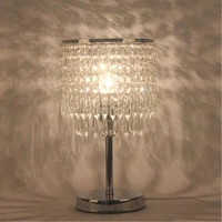 modern led iron crystal bedside table lamp for living room loft personal office dressing table home interior decorative luminary