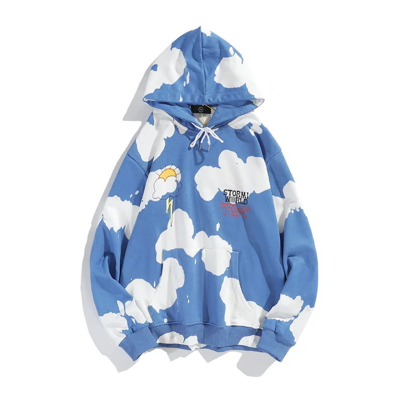 

2021 New Hip-Hop Style Loose Colored Tie-Dyed Sweatshirt Hoodie Coat for Couples