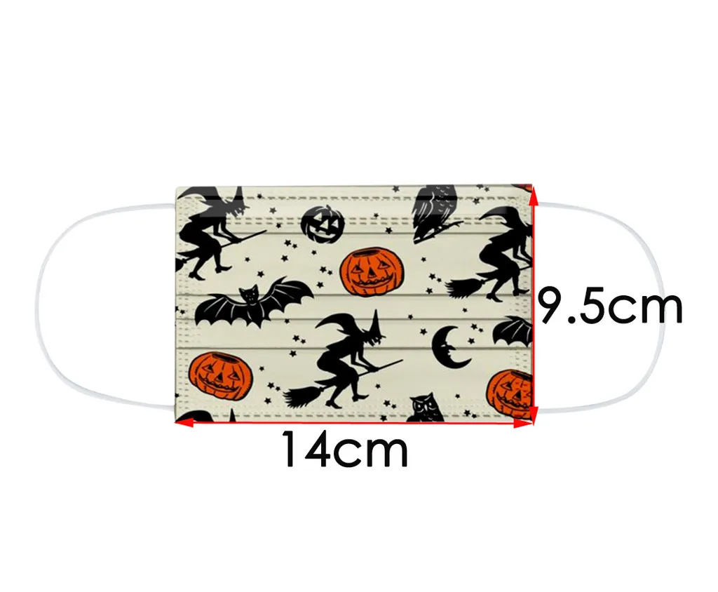 

Kids Halloween Pumpkin Face Mask 3-Ply EarLoop Mouth Mask Children's Disposable Mask Breathable Children's Non Wovens Mask A50