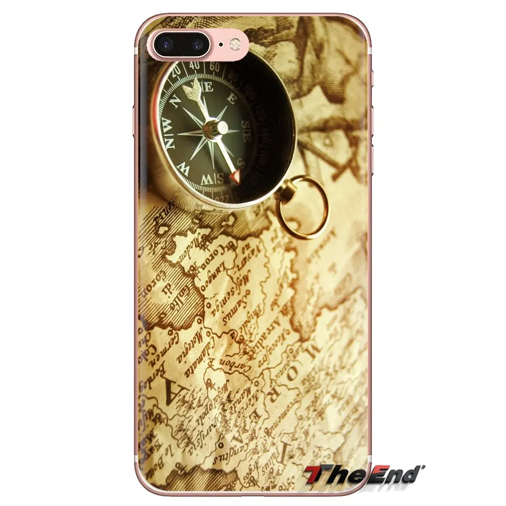 For HTC One U11 U12 X9 M7 M8 A9 M9 M10 E9 Plus Desire 630 530 626 628 816 820 830 Nautical Compass And Map Transparent Soft Case |