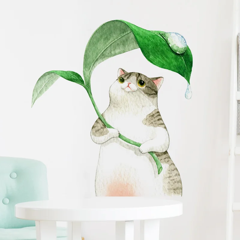 

2021 New Creative Cat Wall Stickers Living Room Bedroom Kids Wall Decoration Aesthetic Fridge Sticker Self Adhesive Wallpaper