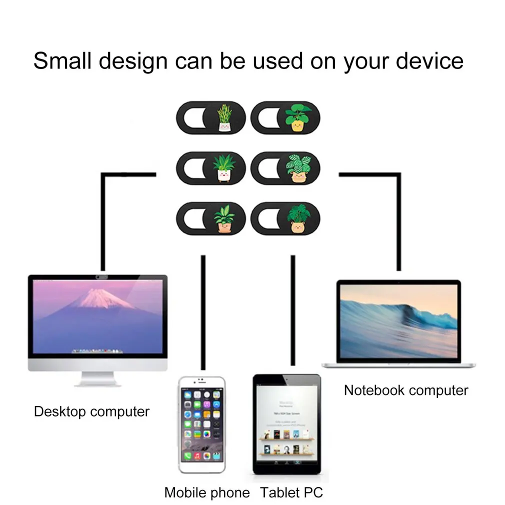 6pcs Cute plant Webcam Camera Cover Phone Lens protective Cover Camera Masking Sticker Computer Privacy Cover for MacBook Laptop