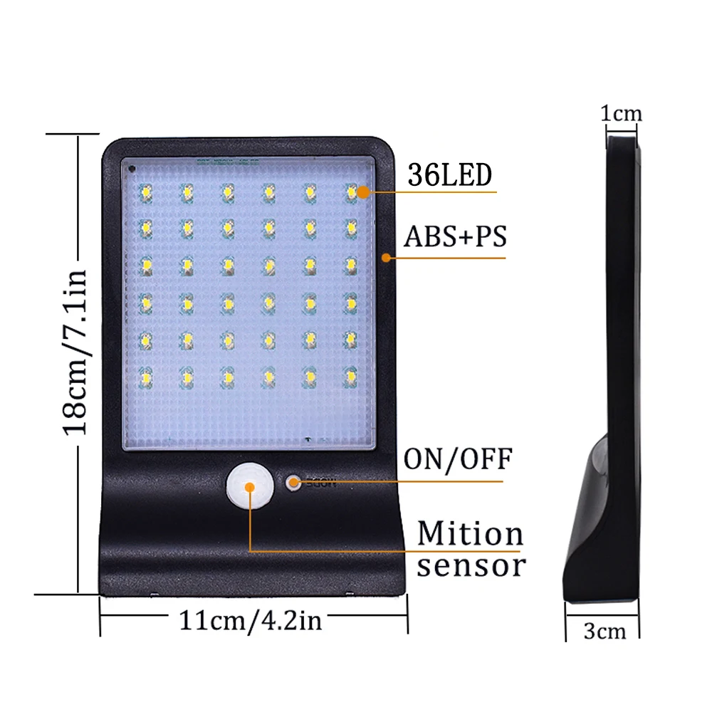 Модернизированный 36 светодиодов Солнечный свет цвет регулируемый с