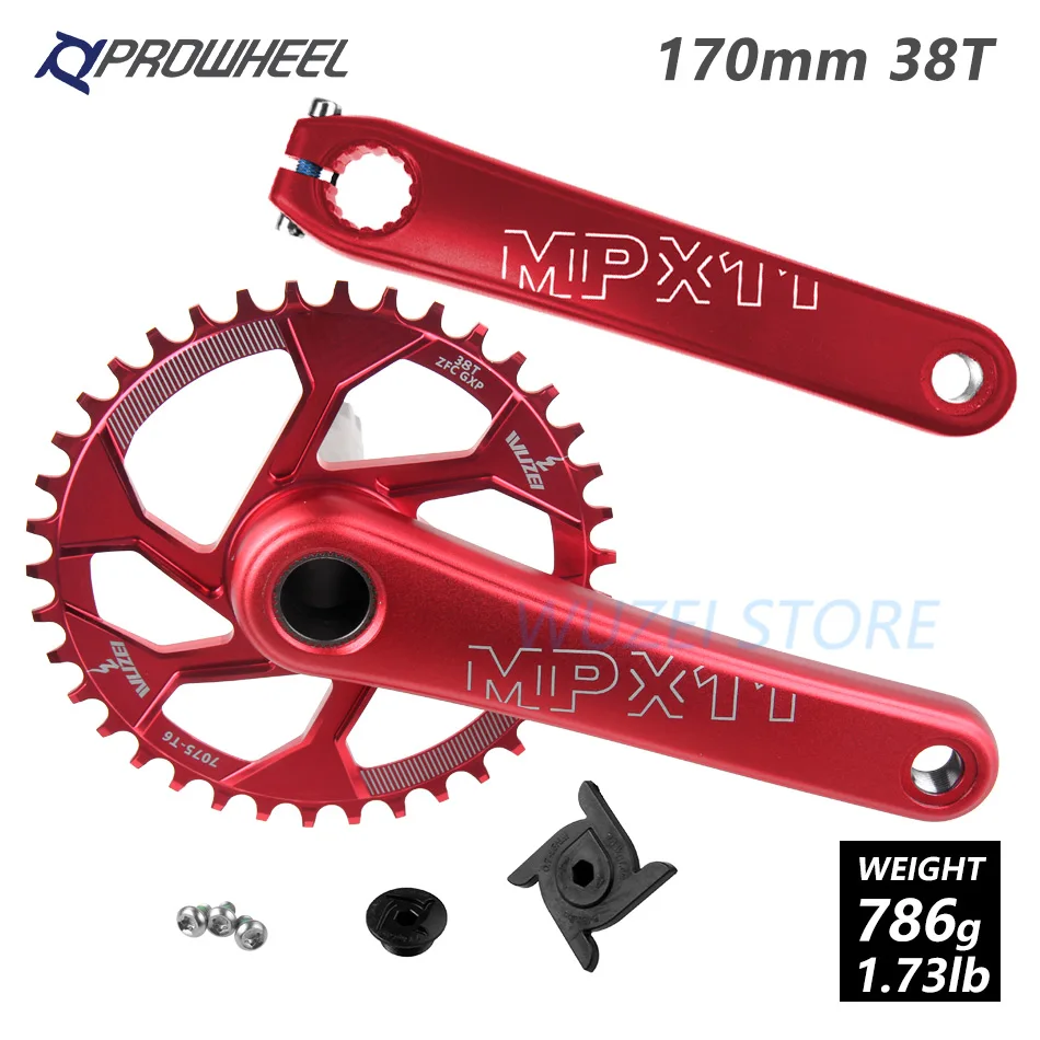 170mm Red 38T PROWHEEL MPX11 Кривошип горного велосипеда цепное колесо 170/175 мм/30/32/34/36/38 T звезды MTB велосипед диаметра окружности болтов для SRAM GXP XX1 X9 модными принтами XO X01 - Цвет: 170mm Red 38T