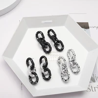 2021 new retro style big chain earrings ladies black and white pendant earrings new exaggerated gift accessories wholesale