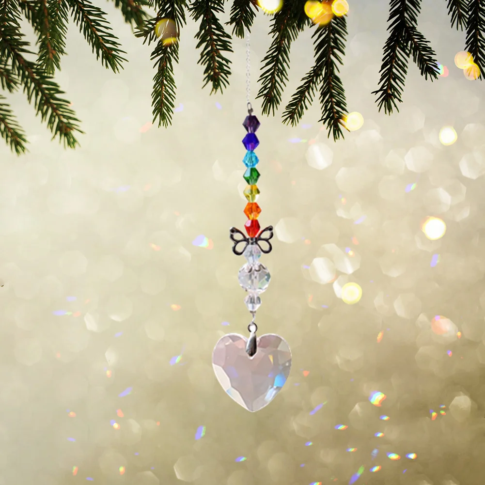 

Crystal Heart Leaf Pendant Garden Window Wind Chime Car Decoration