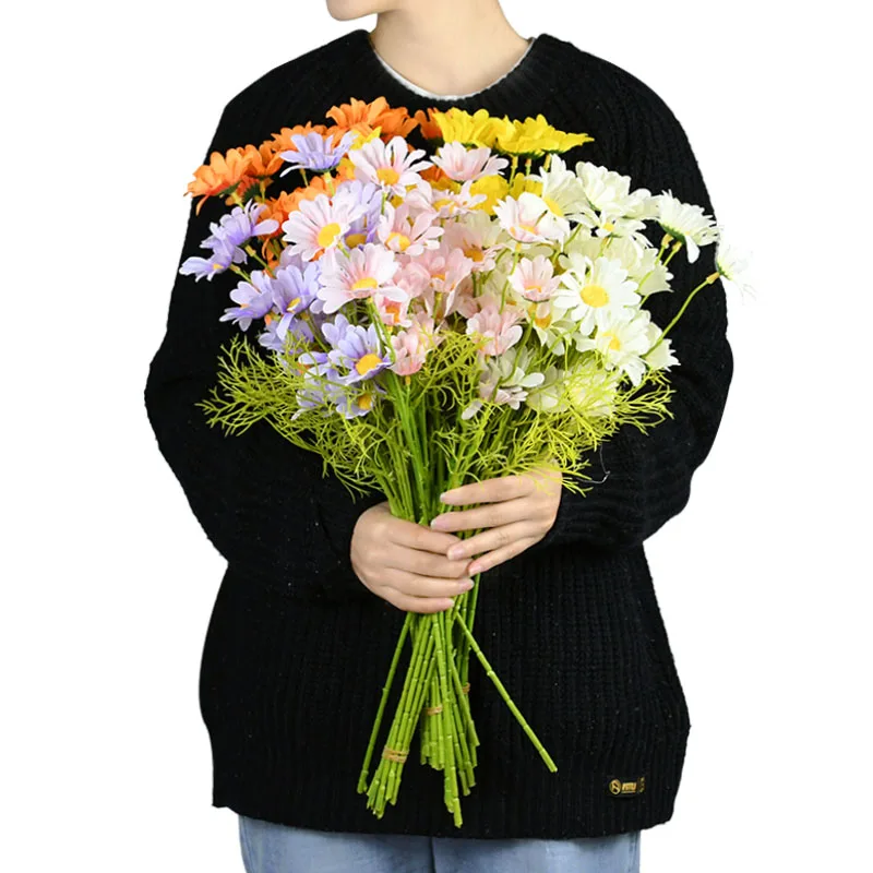 Artificial Daisy Flowers for Home Christmas Wedding Garden Decoration DIY Vase FlowerPot Decor Bridal Bouquet Silk Fake Flower | Дом и сад