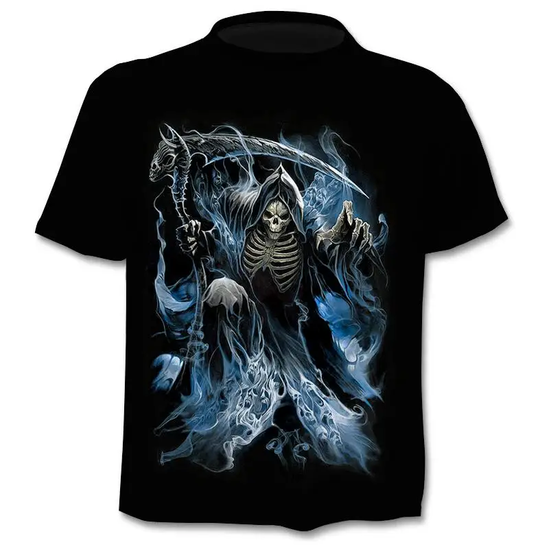 

Summer New 3D Print Skull T-Shirt Men And Women Hip Hop Funny Casual T Shirt Short Sleeve O-Neck Top Fashion Harajuku Tshirt