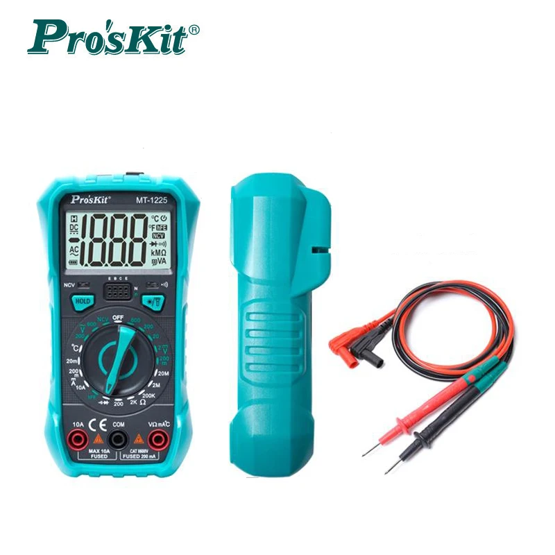 

Pro'sKit MT-1225-C Multimeter 3-1/2 Multifunctional Burn-Proof Digital Tester For ACV DCA DCV Resistance Diode Continuity Test