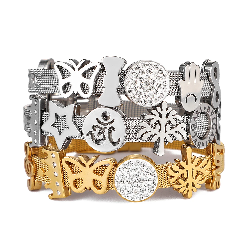 Хранитель серии Simple Letters с чистый CZ сетка из нержавеющей стали браслет для женщин