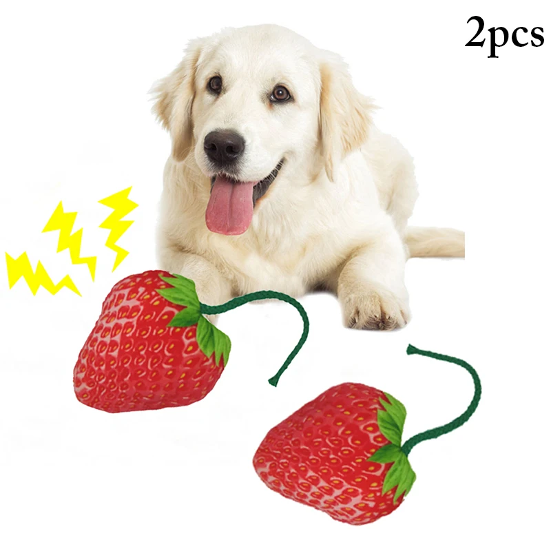 

2pcs Pet Dog Toys Strawberry Pet Toy Bite Resistant Dog Squeaky Toy Pet Chewing Toy Dog Accessories Dog Products for Dogs
