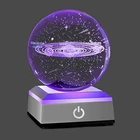 3D солнечная система K9 кристаллический шар лазерная гравировка планеты космическая модель стеклянная сфера сенсорный выключатсветодиодный светодиодная основа астрономический подарок