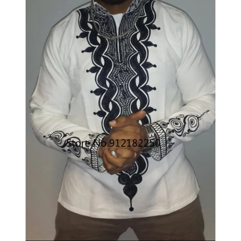 

Рубашка Dashiki мужская с длинным рукавом, брендовая уличная одежда в стиле хип-хоп, Повседневная африканская одежда, приталенная, африканская одежда, 2021