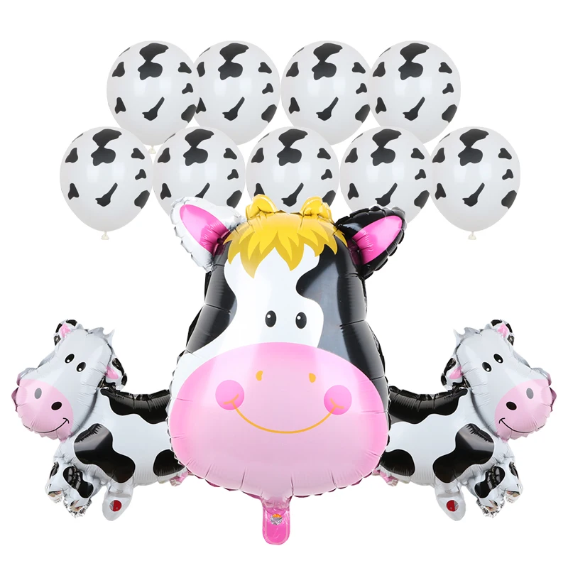 

12 шт корова Тигр Зебра голова льва с днем рождения воздушные шары животные тема вечерние животные Декор 12 дюймов латексные гелиевые игрушки...