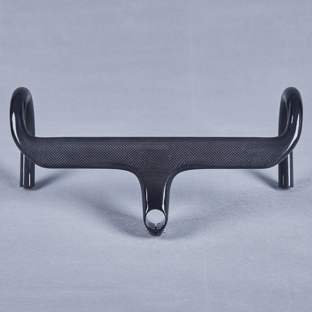 

NO LOGO Glossy 3K Carbon Fibre Integrated Handlebar With Stem Road Bicycle Bent Bar Fork Clamp 28.6mm (1-1/8")