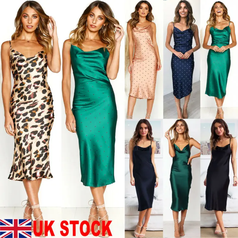 

Women Leopard Satin Sleeveless Sleepwear Home Nightdress Pajamas Dress Sundress