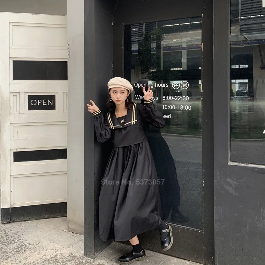 Корейская японская версия с квадратным воротником готический черный JK костюм
