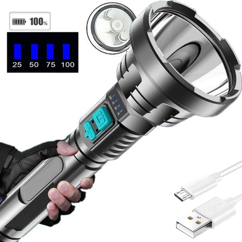 

Ultra Bright P500 LED Flashlight Portable COB Lantern USB Rechargeable Lamps New
