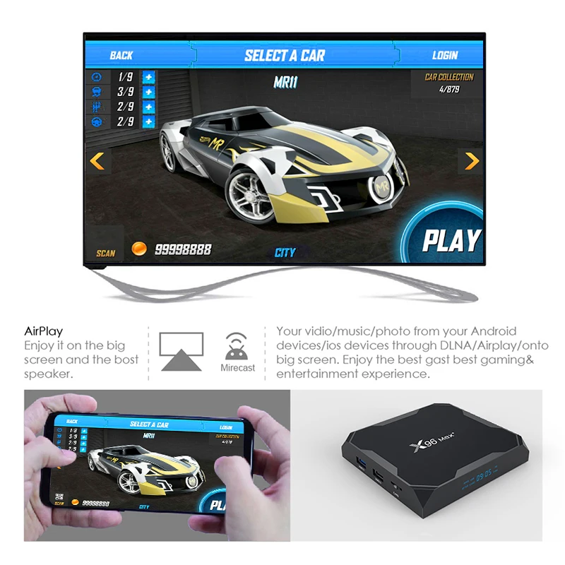 X96 MAX PLUS TV Box Android 9.0 MAX 4GB 64GB Amlogic S905X3 Smart TV Box 4K TV Android Box 2.4G&5G Wifi BT4.0 H.265 X96 MAX