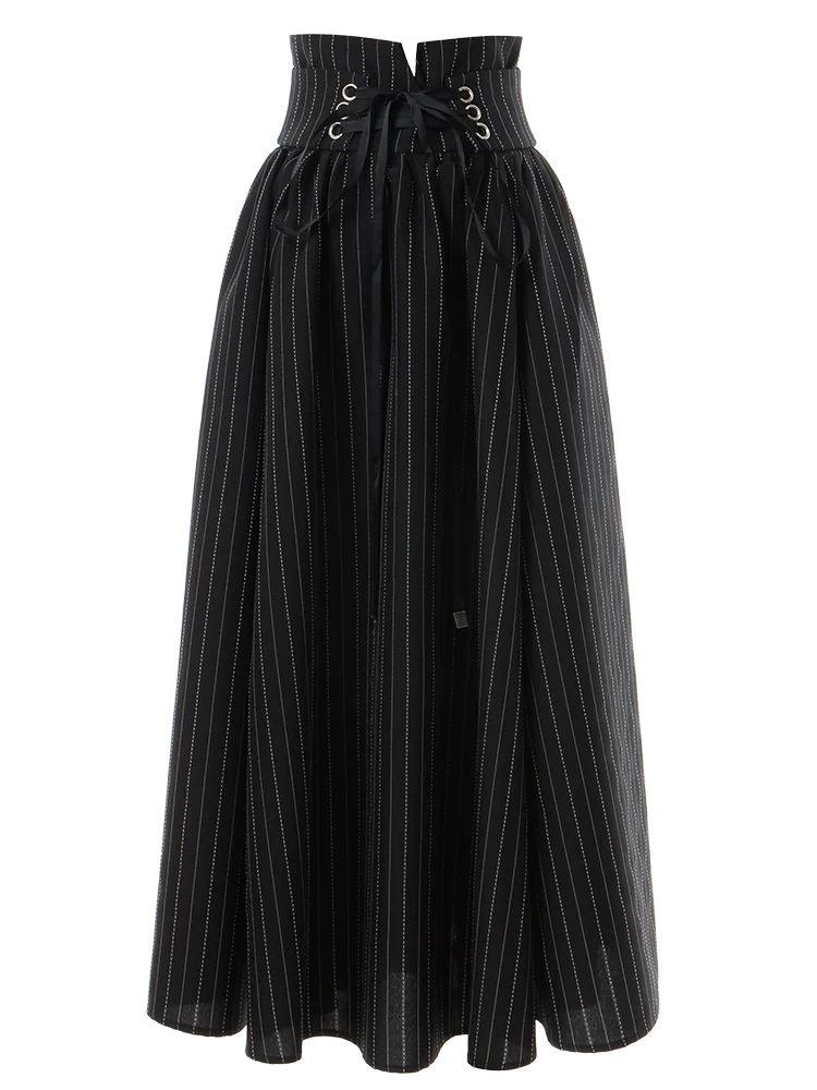 

Retro Hepburn Style High Waist Skirt Women'S Middle Length Large Swing Pleated 2021 Spring And Autumn New Black