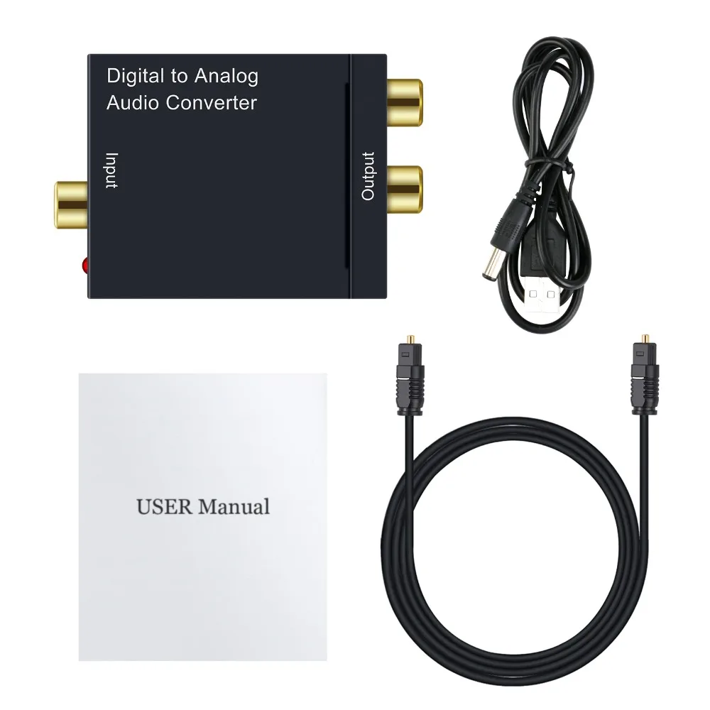 Коаксиальный оптоволоконный Toslink к аналоговому L/R RCA аудио преобразователь