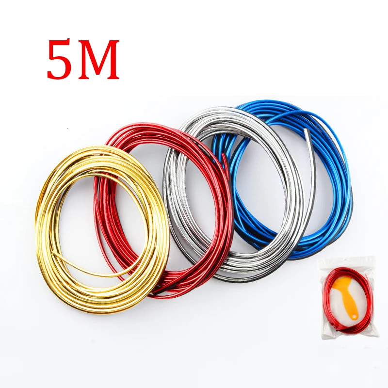 Универсальный гибкий 5 м Автомобильный интерьер молдинги отделка полоса дверь